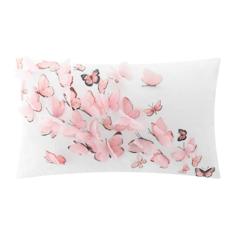 KINGROSE 3D Butterfly Decorative Throw Pillow Cover Soft Accent Pillow Case Rectangle Cushion Cover for Summer Sofa Bedroom Couch Home Decor 12 x 20 Inches Pink - Image 1